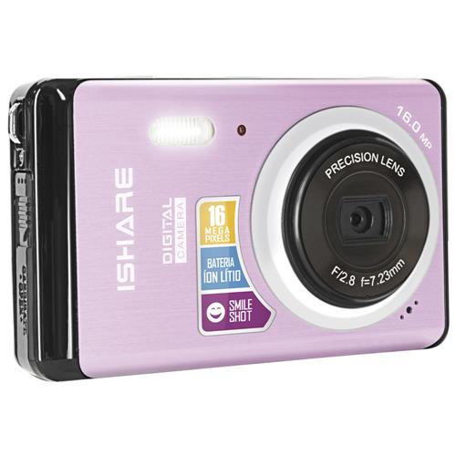 Câmera Digital Tron Ishare Rosa, LCD 2,7”, 16MP, 4x Zoom Digital