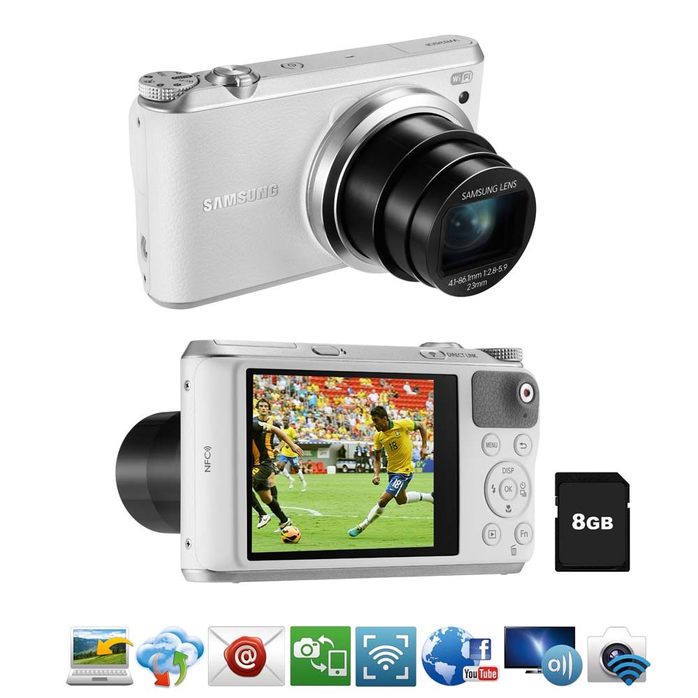 Câmera Samsung Smart WB350F Branca 16.3MP, LCD Touch de 3.0" , 21x