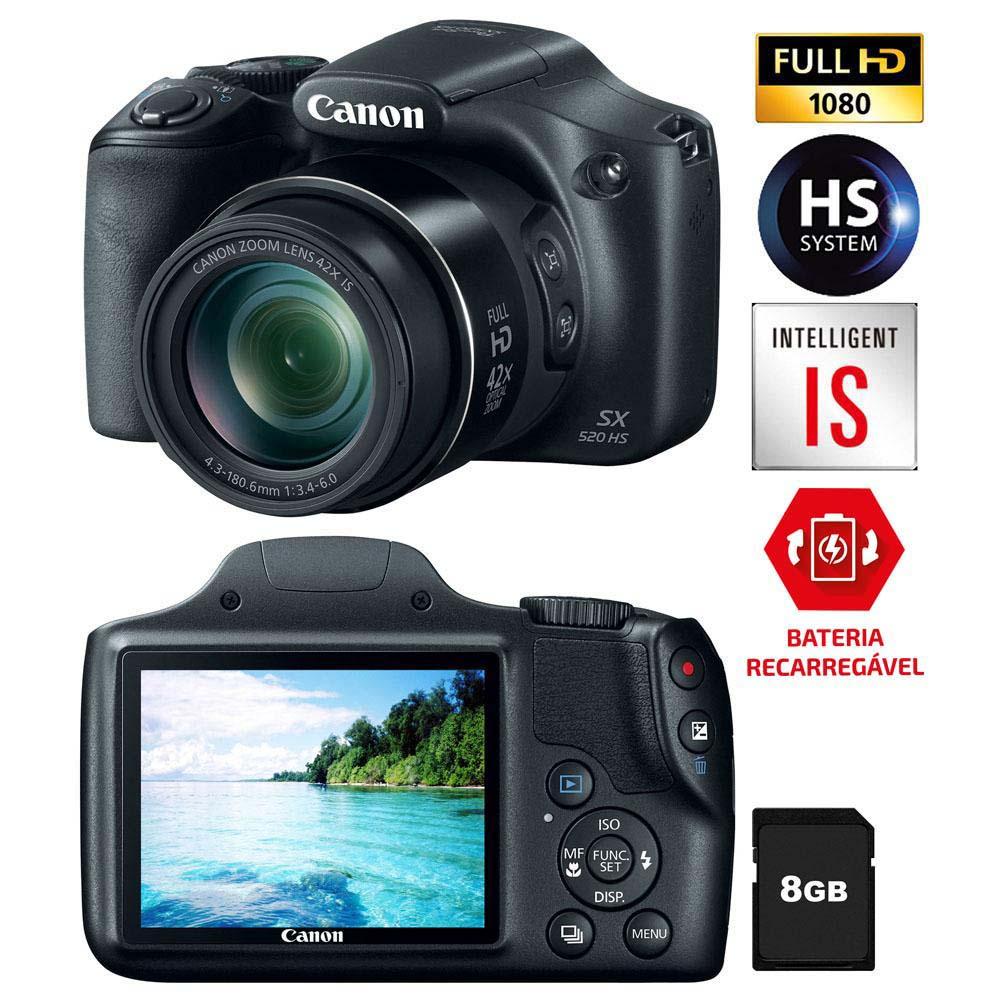 Câmera Digital Canon Powershot SX520HS Preta – 16.0MP, LCD 3,0