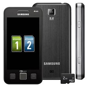 Celular Desbloqueado Samsung Duos TV I6712 c/ TV Digital, Câmera 3.2MP, Wi-Fi, Rádio FM, MP3, Bluetooth, Fone de Ouvido e Cartão de 2GB