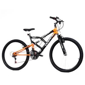 Bicicleta Aro 26 Oceano Snapper com Dupla Suspensão - Preta/Laranja