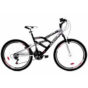 Bicicleta Aro 26 Oceano Extreme com Dupla Suspensão - Preta/Prata