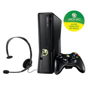 Console Microsoft Xbox 360 Preto Fosco com 250GB de Memória + Controle sem Fio e Headset