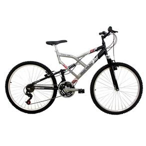 Bicicleta Aro 26 Mormaii com 21 Marchas e Full Suspension - Preta/Prata