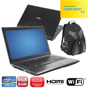 Notebook CCE 787P+ com Intel® Core™ i7-2630QM, 8GB, 750GB, Gravador de DVD, HDMI, Wireless, LED 14" e Windows 7 Home Premium + Mochila Targus