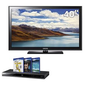 TV 40" LCD Samsung D503 Full HD c/Entradas HDMI e USB + Blu-Ray Player Samsung c/3 Filmes: X-men Origens: Wolverine, Os Simpsons: O Filme, Nosso Lar
