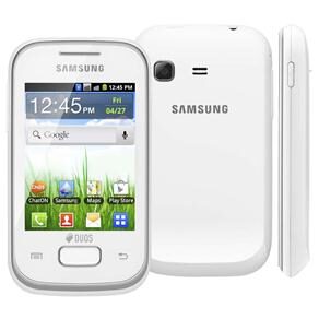 Celular Desbloqueado Samsung Galaxy Pocket Duos Branco GT-S5302 com Android 2.3, Wi-Fi, 3G, GPS, Câmera 2MP, Rádio, MP3, Touch, Bluetooth e Fone