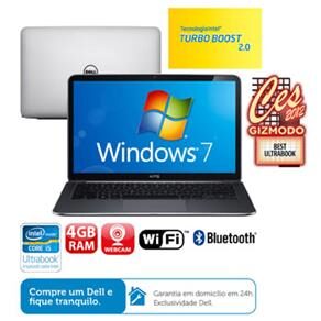 Ultrabook Dell XPS 13-5370 com Intel® Core™ i5-2467M, 4GB, 128GB SSD, USB 3.0, Bluetooth 3.0, Wireless, Webcam, LED 13.3" e Windows 7 Home Premium