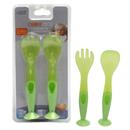 Conjunto de Colher e Garfo com Ventosa Verde - ...