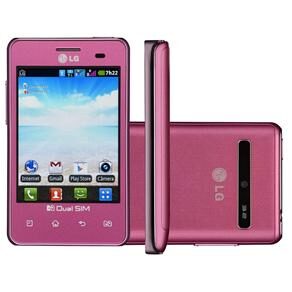 Celular Desbloqueado LG Optimus L3 Dual E405 Rosa com Dual Chip,Tela de 3,2”, Android 2.3, Câmera 3.2MP, 3G, Wi-Fi, GPS, FM, MP3 e Bluetooth - Vivo 
