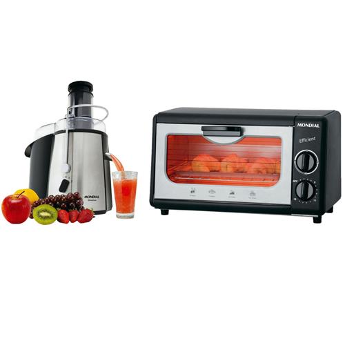 Centrifuga Mondial Juicer CF-01 Inox/Preta - 700 W + Mini Forno ElEtrico Mondial Efficient FR-02 ...
