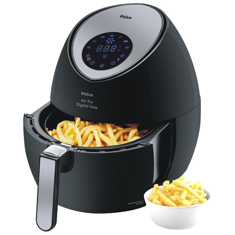 Fritadeira Philco Air Fry Digital com Timer Inox Fritadeiras no