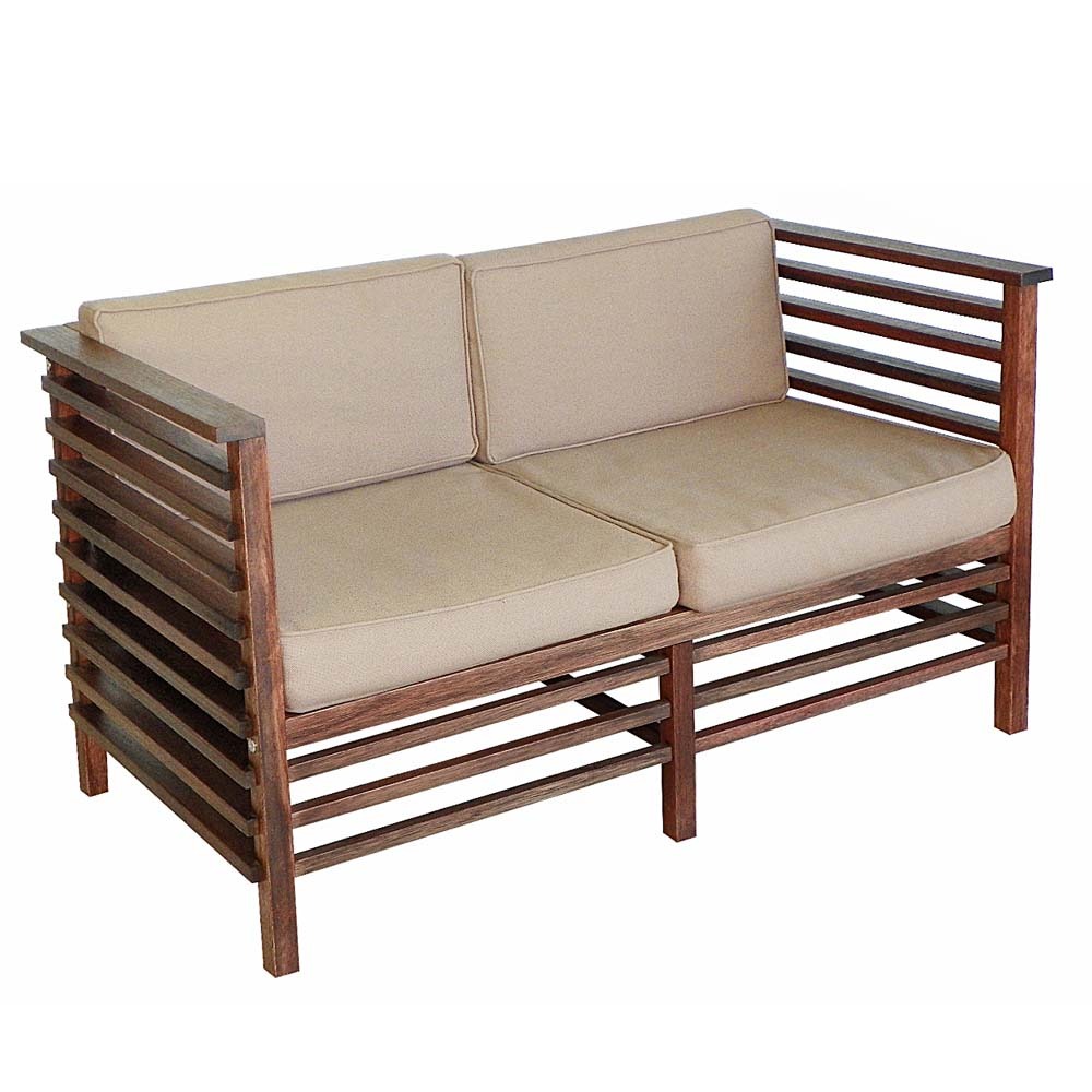 Sofá 2 Lugares Entalharte Kinder 18.2 com Estofado Madeira Sofá para Área Externa no Extra