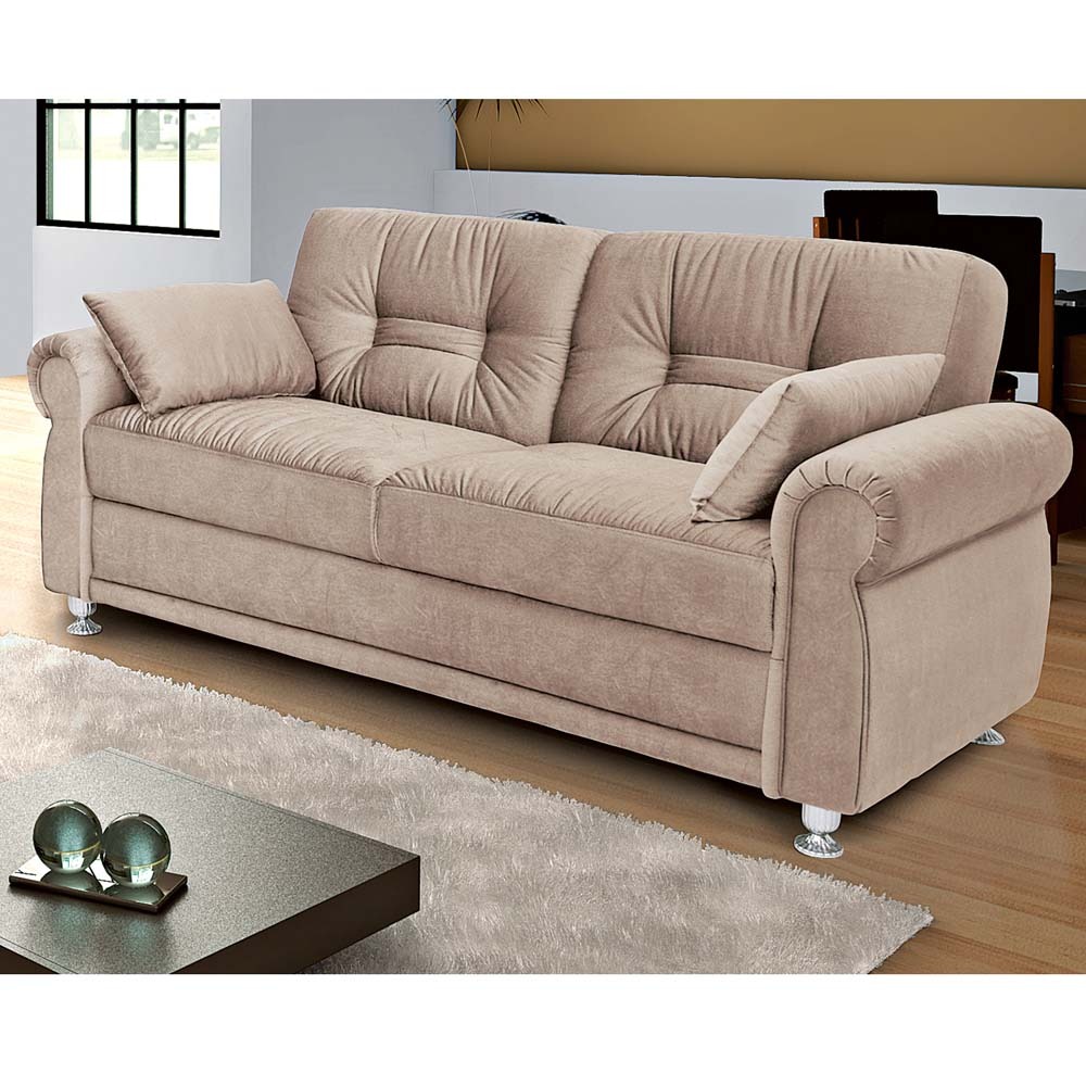 Sofá 3 Lugares Linoforte Camila D33 em Suede Sofás no