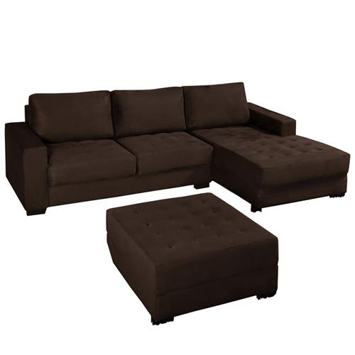 Sofá 3 Lugares American Comfort América com Chaise Lado Direito + Puff