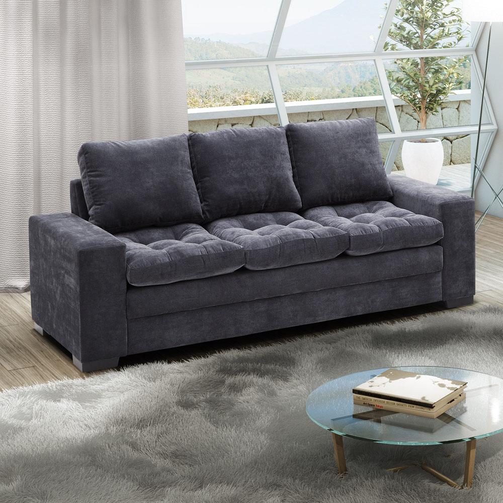 Sala De Tv Com Sofa Grafite ~ Sofá de 3 lugares Texform Classic revestido em Velvet Sofás no Sala De Tv Com Sofa Grafite ~ Sofá de 3 lugares Texform Classic revestido em Velvet Sofás no