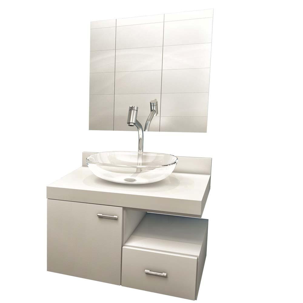 Gabinete para Banheiro Vtec Bellatrix com Cuba e Espelho Aparador Adega Branco ~ Gabinete para Banheiro Vtec Bellatrix com Cuba e Espelho