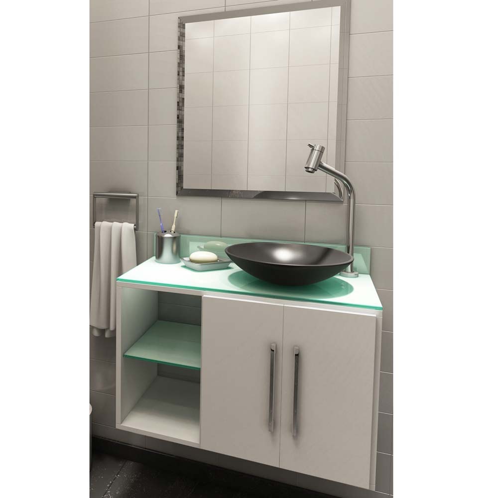 Gabinete para Banheiro Vtec Marte com Cuba e Espelho 45 x 65 x 35 cm Branco -> Armario De Banheiro Vtec Gabinete para Banheiro Vtec Marte com Cuba e Espelho 45 x 65 x 35 cm Branco -> Armario De Banheiro Vtec