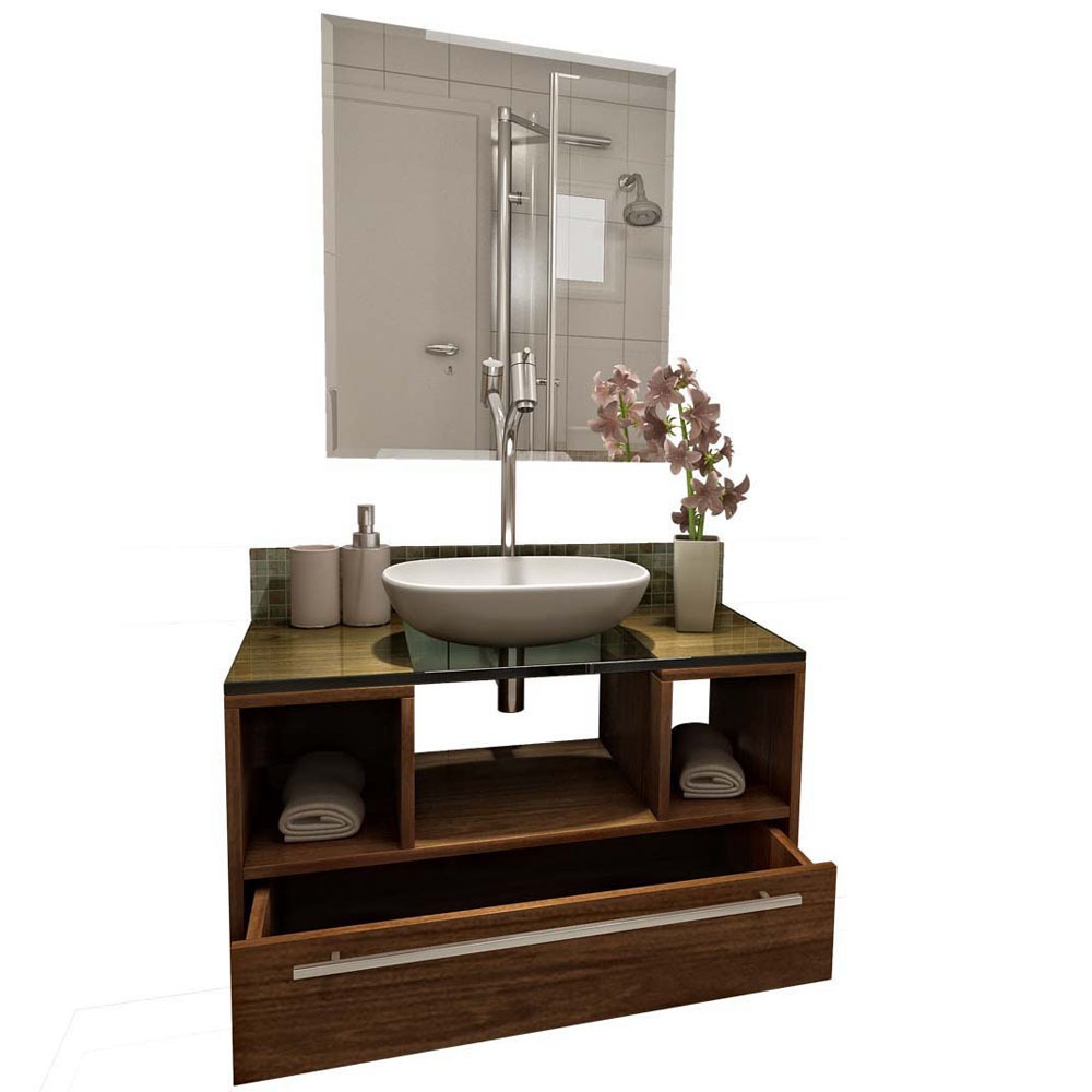 Gabinete para Banheiro Vtec Cetus com Cuba e Espelho 43 x 73 x 33 cm – Nogal -> Cuba Para Banheiro Em Promocao Gabinete para Banheiro Vtec Cetus com Cuba e Espelho 43 x 73 x 33 cm – Nogal -> Cuba Para Banheiro Em Promocao