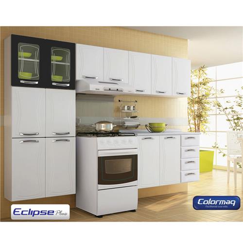 Cozinha Colormaq Eclipse Plus com Paneleiro com 2 Portas de Vidro 3 Peças B # Cozinha Compacta Colormaq Eclipse Cozinha Colormaq Eclipse Plus com Paneleiro com 2 Portas de Vidro 3 Peças B # Cozinha Compacta Colormaq Eclipse