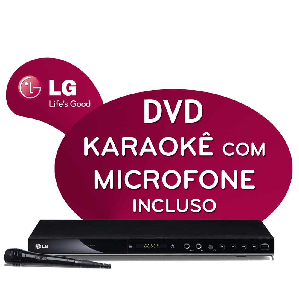 DVD Player Karaokê LG DV586 c/ Entrada USB, Ripping e Microfone DVD