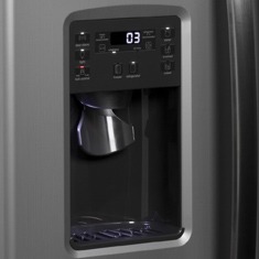 Dispenser do refrigerador Side by Side GE 23 ZS2LFBSS refrigerador Side by Side GE 23 ZS2LFBSS dispenser