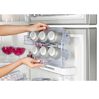 Refrigerador DC51X com porta-latas removível Refrigerador Electrolux CycleDefrost Duplex DC51X com Freezer Gigante porta-latas