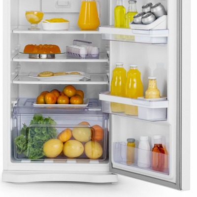 Amplo espaço. Mais organização. Refrigerador Electrolux Frost Free Duplex DF42 aberto gavetão