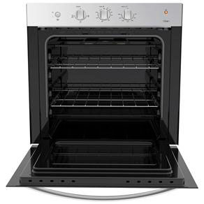 O forno de embutir elétrico Brastemp Clean BOB61AR Inox aberto forno de embutir elétrico Brastemp Clean BOB61AR Inox aberto