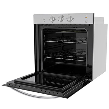 O forno de embutir elétrico Brastemp Clean BOB61AR Inox de lado forno de embutir elétrico Brastemp Clean BOB61AR Inox de lado
