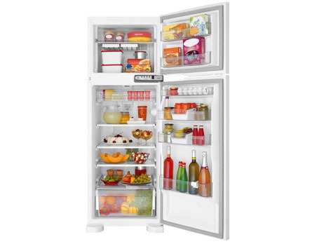 O refrigerador Brastemp Frost Free Duplex Clean BRM39EB, aberto refrigerador Brastemp Frost Free Duplex Clean BRM39EB aberto
