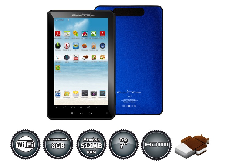 Tablet Microboard Ellite M1270 com Tela 7", 8GB, Processador Boxchip