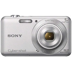 A câmera digital Sony Cyber shot DSC W710 de frente câmera digital Sony Cyber shot DSC W710 de frente