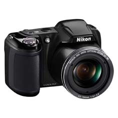 A câmera digital Nikon Coolpix L320 Preta de frente câmera digital Nikon Coolpix L320 Preta de frente
