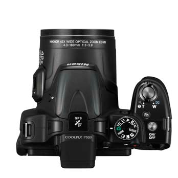 A câmera digital Nikon Coolpix P520 Preta de cima câmera digital Nikon Coolpix P520 Preta de cima