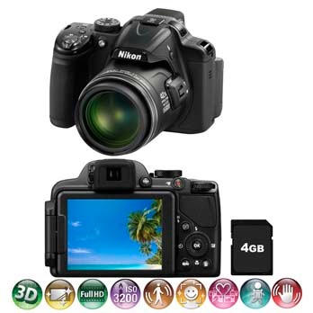 A câmera digital Nikon Coolpix P520 Preta câmera digital Nikon Coolpix P520 Preta