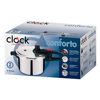 A panela de pressão Clock Polida Conforto 4 L panela de pressão Clock Polida Conforto 4 L