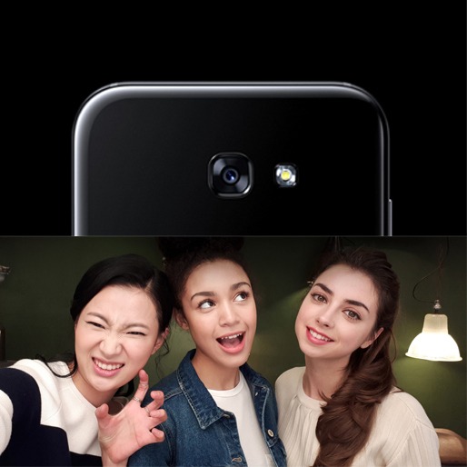 Ambas as câmeras têm 16MP de resolução Samsung Galaxy A7 Câmeras 16 MP