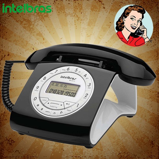 Aquele toque retrô que faltava Telefone com Fio Intelbras Retrô TC8312 Preto
