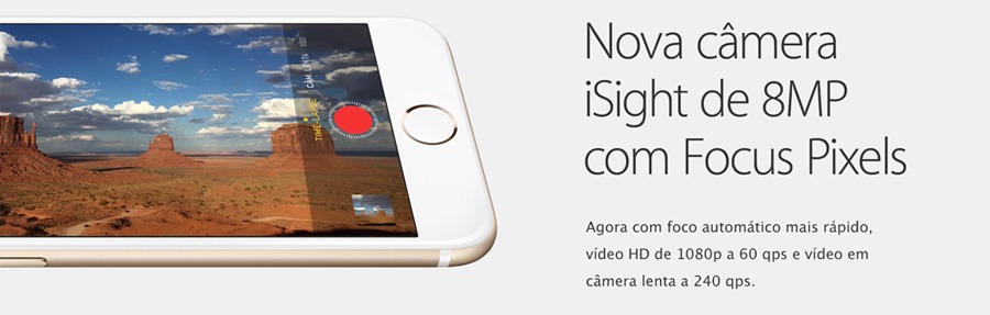 Com foco automático mais rápido Apple iPhone 6 câmera 8MP