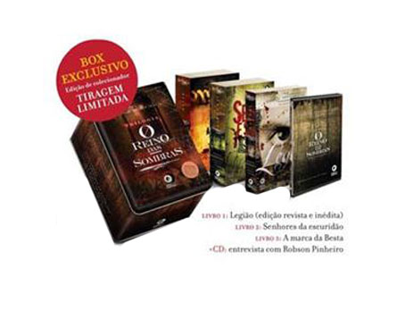 Box da trilogia “O reino das sombras” - O primeiro volume, “Legião”, expõe as estruturas do mal e mostra os guardiões do bem Box da trilogia “O reino das sombras” - O primeiro volume, “Legião”, expõe as estruturas do mal e mostra os guardiões do bem