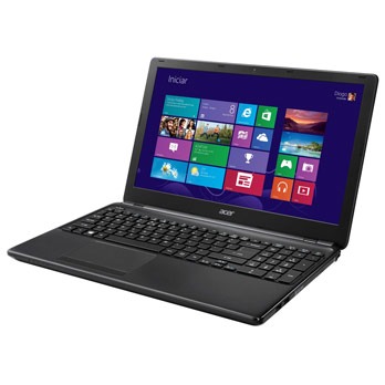 O notebook Acer Aspire E1-532-2493 aberto notebook Acer Aspire E1-532-2493 aberto