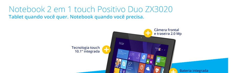 Notebook com tela Touch Notebook 2 em 1 Touch Positivo Duo