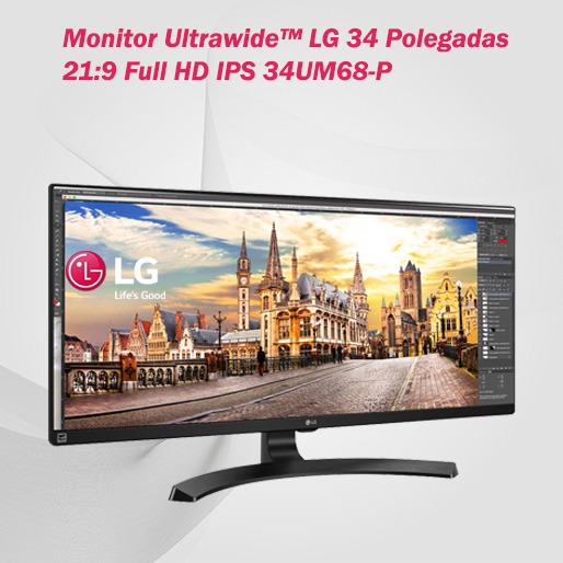 Monitor LED LG UltraWide IPS 34UM68-P 34 polegadas monitor led lg ultrawide 34 polegadas 34um68p