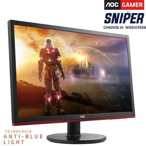 Imagens em alta resolução para você não perder nenhum detalhe Monitor LED Full HD AOC Gamer Sniper G2460VQ6