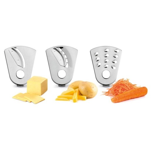 Rale e fatie os alimentos em duas espessuras Rale e fatie os alimentos em duas espessuras