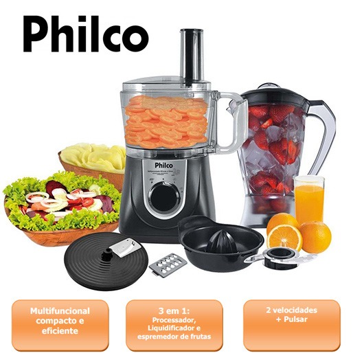 Multiprocessador Philco All in One Citrus 800W - Preto Multiprocessador Philco All in One Citrus 800W
