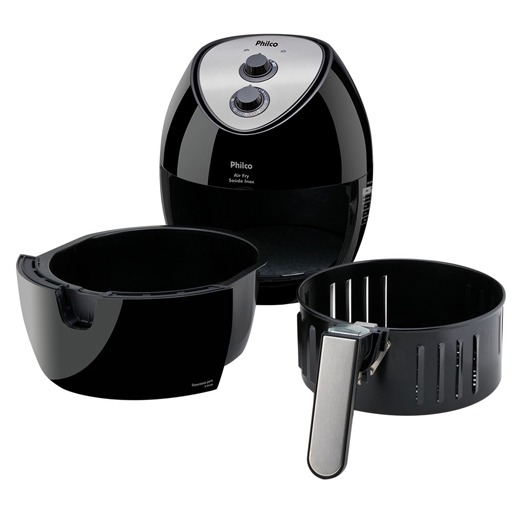 Prático cesto removível com capacidade para 3 litros fritadeira air fry philco cesto removível