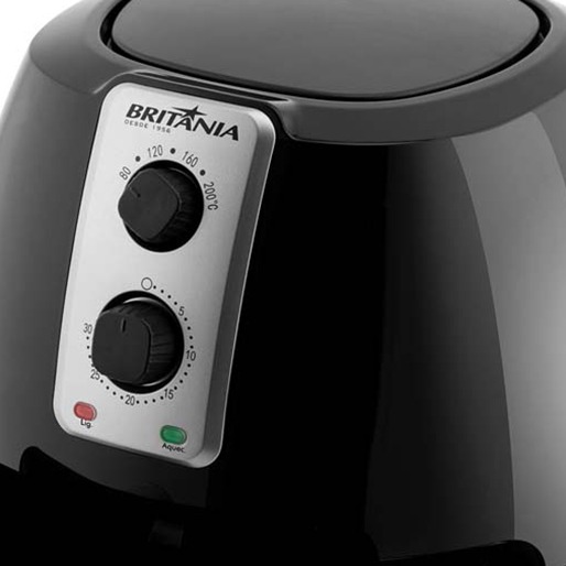 Selecione a temperatura no botão temperatura botão air fry pro britânia fritadeira
