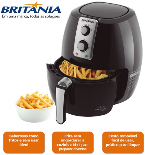 Fritadeira Air Fry: seus alimentos deliciosos fritadeira air fry pro britânia função timer preta